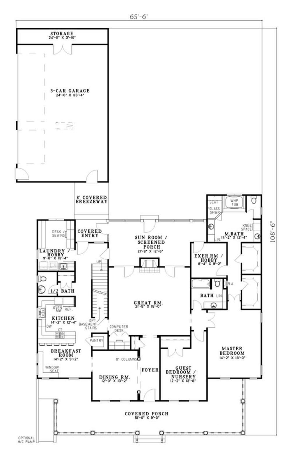 Floor Plan First Story of Colonial Plan #153-1261